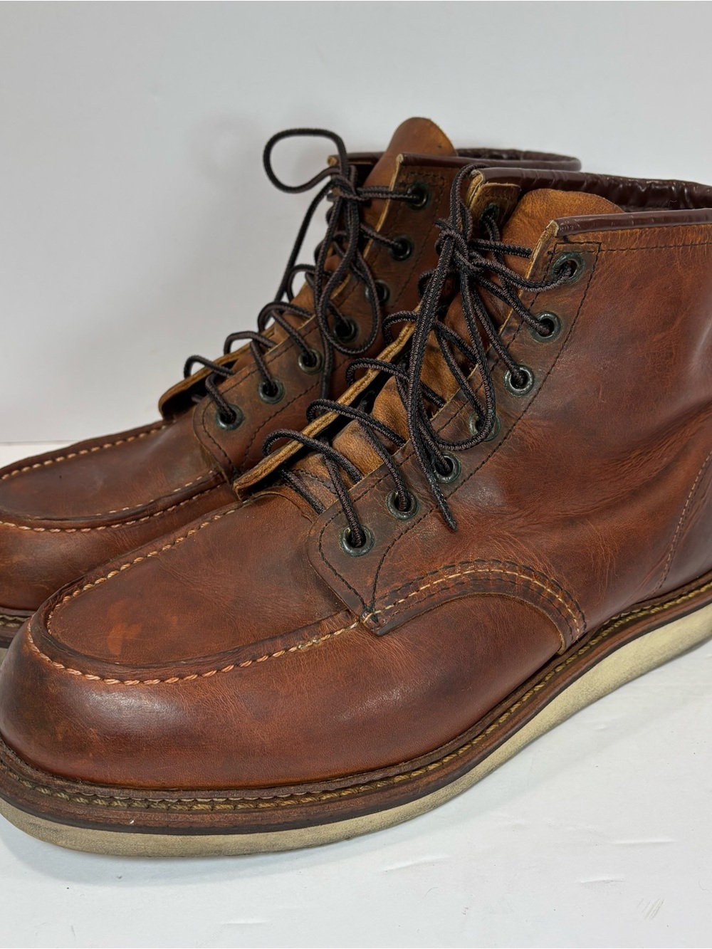 Vtg Red Wing Classic Moc Toe Boot Men 9.5 D Brown Leather Insole 1907 Heritage